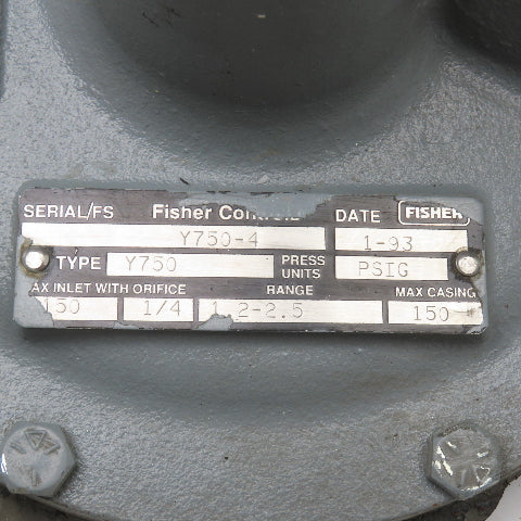 Fisher Y750 150PSI 1/4 Orifice 1.2-2.5 Range Gas Regulator