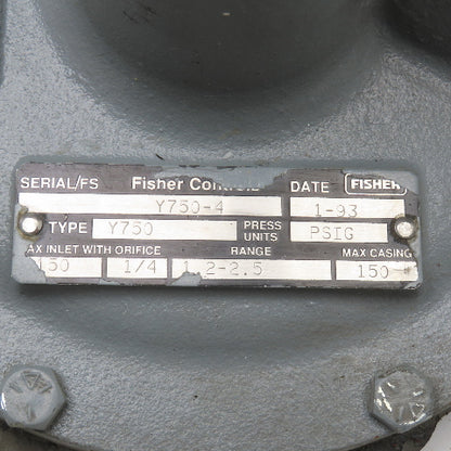Fisher Y750 150PSI 1/4 Orifice 1.2-2.5 Range Gas Regulator