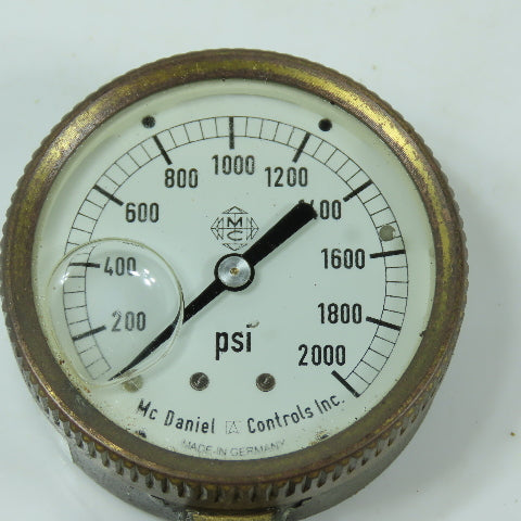 Mc Daniel Controls 64mm Bronze Liquid Filled Pressure Gauge 0-2000 PSI