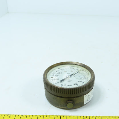 Mc Daniel Controls 64mm Bronze Liquid Filled Pressure Gauge 0-2000 PSI