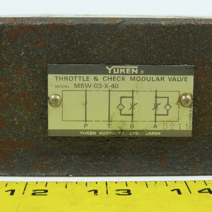 Yuken MSW-03-X-40 Throttle & Check Modular Valve