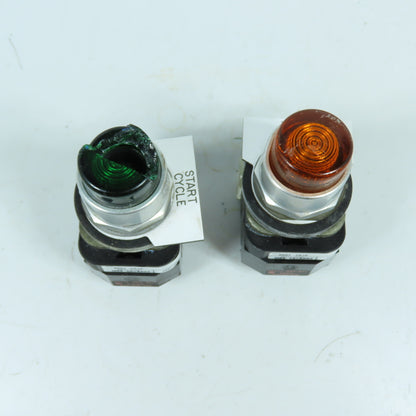 Allen Bradley 800T-PB16 Amber & Green Momentary Contact Push Button 120V Lot/2