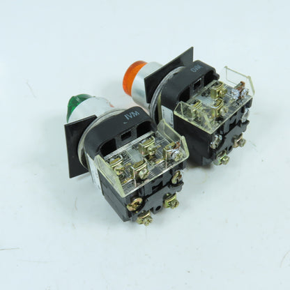 Allen Bradley 800T-PB16 Amber & Green Momentary Contact Push Button 120V Lot/2