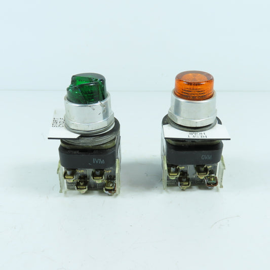 Allen Bradley 800T-PB16 Amber & Green Momentary Contact Push Button 120V Lot/2