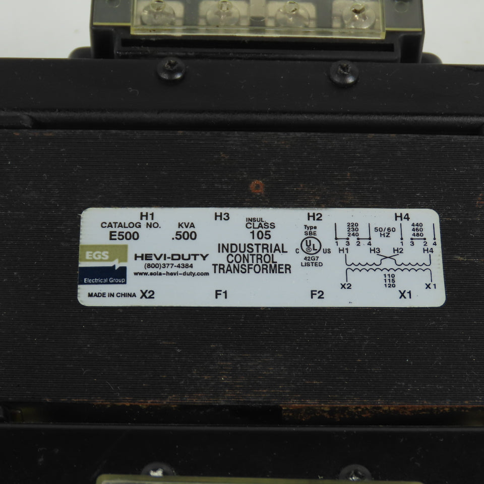 Hevi-Duty E500WB 0.500kVA Control Transformer Pri 220-480V Sec 110-115-120V