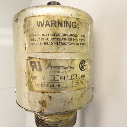Accutherm 80-574-UL-9 10.5KW 2" NPT Screw Plug Immersion Heater 480V 3PH Tested
