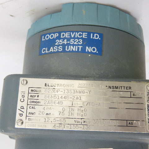 Foxboro 823DP-I3S1NM0-Y Electronic Pressure Transmitter 4-20mA 75PSI W/ A182F316