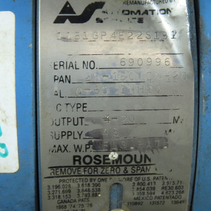 Rosemount 1151GP4E22S1B1 Electronic Pressure Transmitter