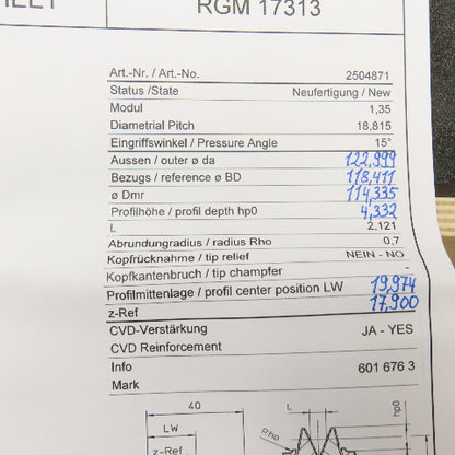 Dr. Kaiser M1,99/W14,5 Worm Gear Diamond Profile Dressing Wheels See Info Lot/28