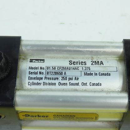 Parker 4MA Double Acting Air Cylinder 1.5" Bore 1.375" Stroke 5/8" Rod 3/8" NPT