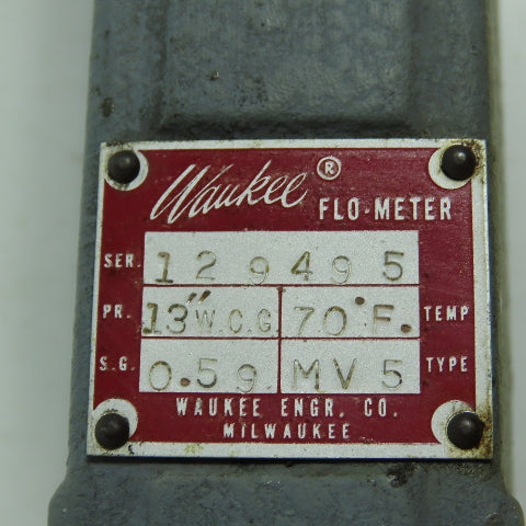 Waukee MV-5 Flo-Meter Gas Flow Meter 70°F S.G. 1.00 PR. 8 0SIG 3/4" NPT
