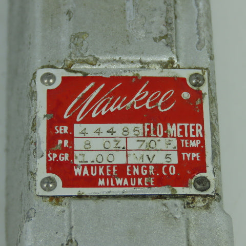 Waukee MV5 Flo-Meter Gas Flow Meter 70°F SP GR 1.00 PR. 8 OZ 3/4" NPT