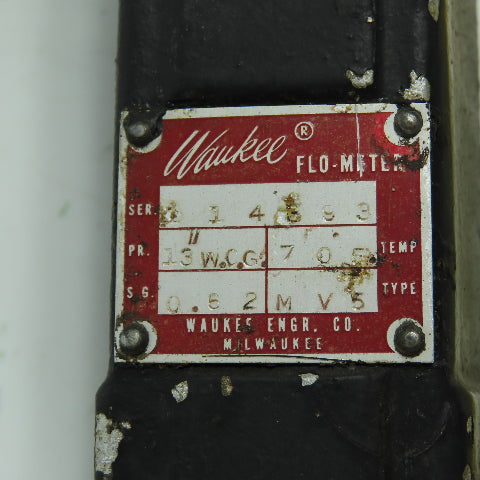 Waukee MV5 Flo-Meter Gas Flow Meter 70°F SG 0.62 PR. 13WCG 3/4" NPT