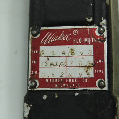 Waukee MV5 Flo-Meter Gas Flow Meter 70°F SG 0.62 PR. 13WCG 3/4" NPT