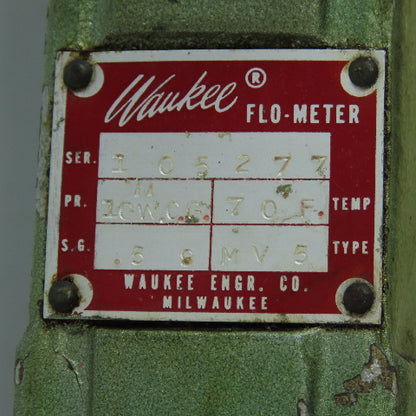 Waukee MV5 Flo-Meter Gas Flow Meter 70°F SG 0.59 PR. 10WCG 3/4" NPT