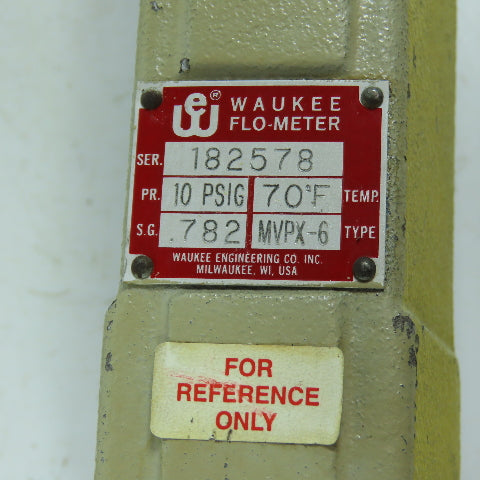 Waukee MVPX-6 Flo-Meter Gas Flow Meter PR 10PSIG 3/4" NPT SG .0695 & 0.782 Lot/2