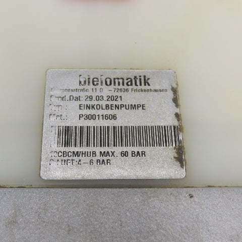 Bielomatik EINKOLBENPUMPE Single Piston Lubrication Pump 60Bar Max