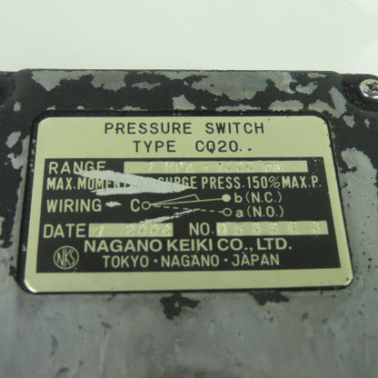 Nagano Keiki Type CQ20 7MPa 1000 PSI Range Pressure Switch