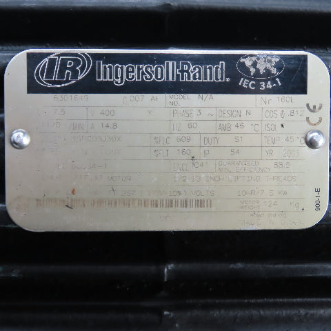 Ingersoll Rand 6301649 7.5kW Electric Blower Motor 1170RPM 400V 3PH 160L Fr.