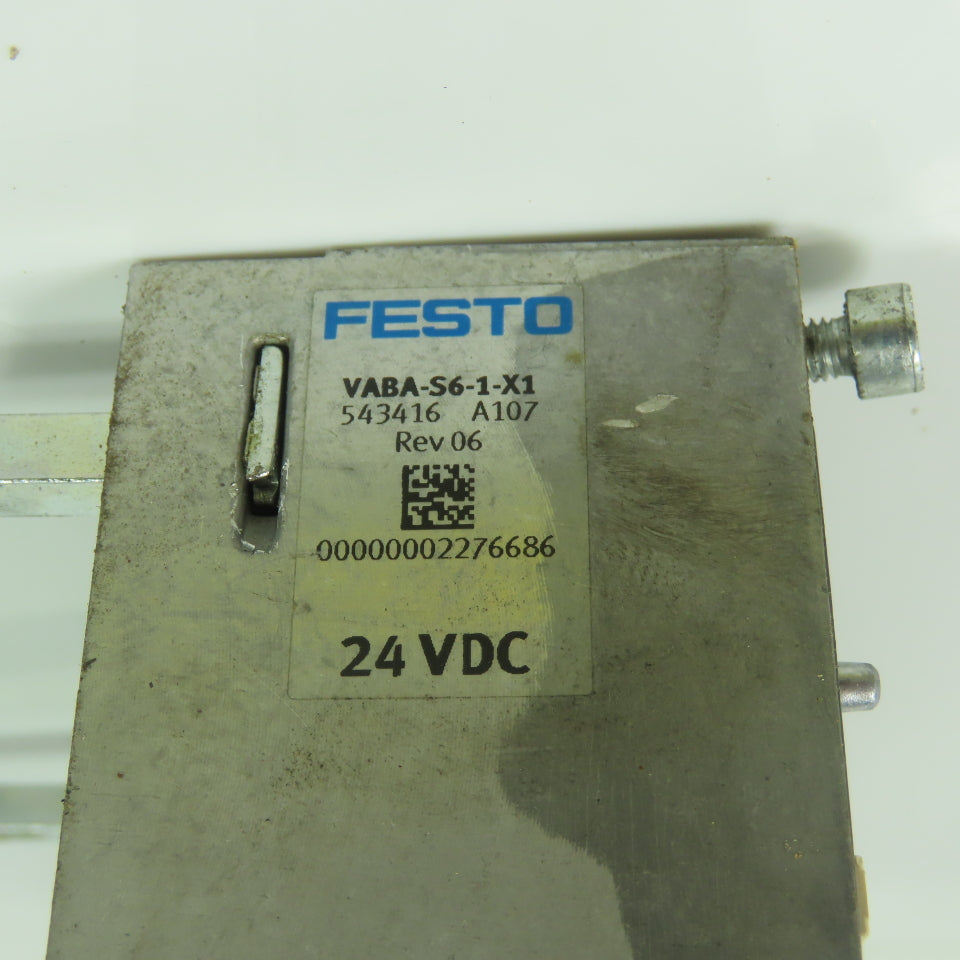 Festo VABA-S6-1-X1 Pneumatic Interface Adapter Plate 24VDC 543416 Rev 06