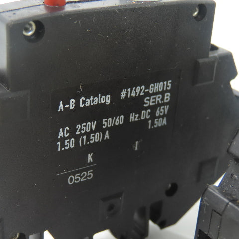 Allen Bradley 1492-GH015 Ser B Miniature Circuit Breaker 1.5A 250VAC Lot Of 5
