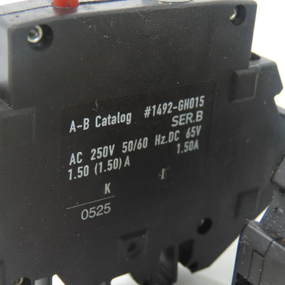 Allen Bradley 1492-GH015 Ser B Miniature Circuit Breaker 1.5A 250VAC Lot Of 5