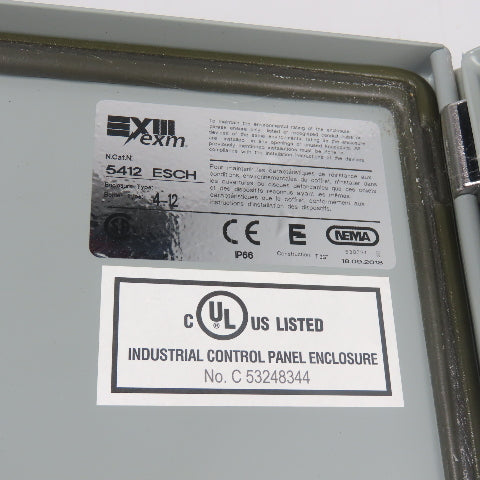 EXM 5412 ESCH 12" x 12" x 7" Electrical Enclosure Type 4-12 W/ Backplate