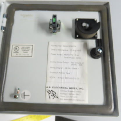 Sneider 12"x 12" x 7" Electrical Enclosure W/ Backplate And Disconnect Switch