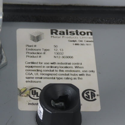 Ralston 30" x 30" x 9" Electrical Enclosure W/ Backplate Type 12,13