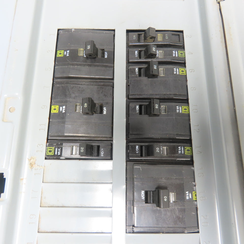 Square D QOC42US Load Center Breaker Box Panel Box 200A 120/240V W/ Breakers