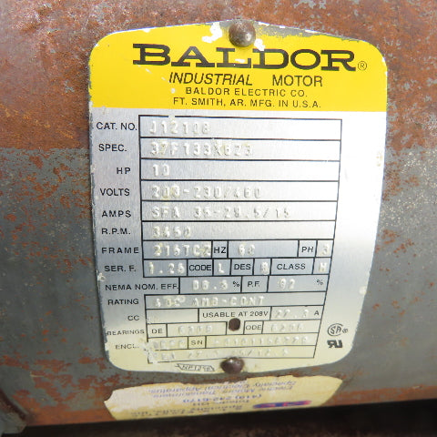 Baldor J1210B 10HP Direct Drive Regenerative Blower 230/460V 3PH 3450RPM 2.5"NPT