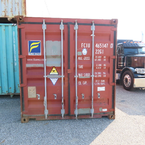 20' Standard Height End Door Shipping Container 89-3/4" x 92" Opening WWT