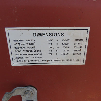 20' Standard Height End Door Shipping Container 89-3/4" x 92" Opening WWT