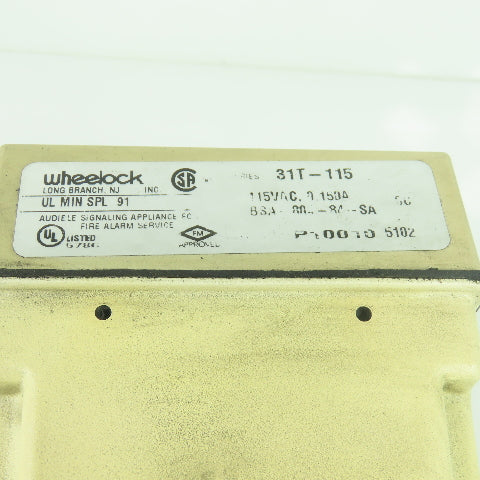 Wheelock 31T-115 Audible Signaling Alarm Horn 115VAC