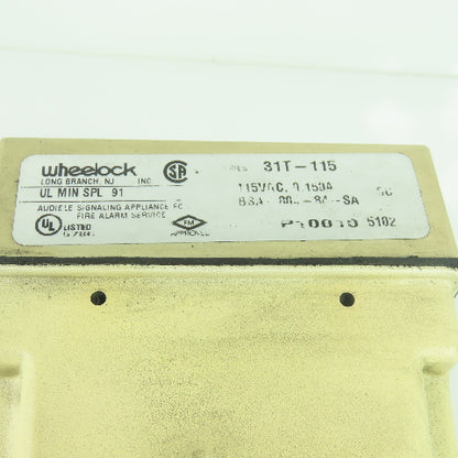 Wheelock 31T-115 Audible Signaling Alarm Horn 115VAC
