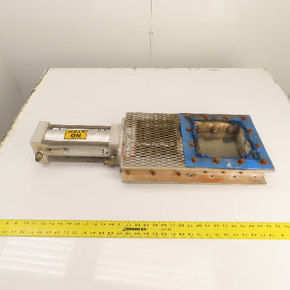 Salina Vortex S07 7 x 7" Flanged Stainless Slide Gate Valve Air Cylinder Powered