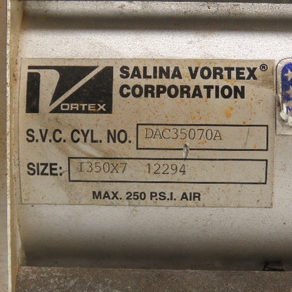 Salina Vortex S07 7 x 7" Flanged Stainless Slide Gate Valve Air Cylinder Powered