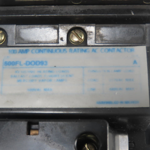 Allen Bradley 500FL-DOD93 Ser A Lighting Contactor 690VAC 3-Pole 110-120V Coil