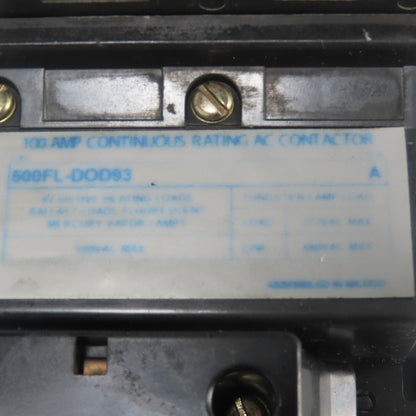 Allen Bradley 500FL-DOD93 Ser A Lighting Contactor 690VAC 3-Pole 110-120V Coil
