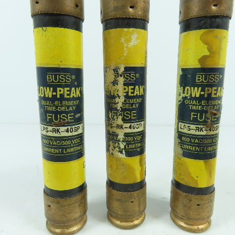 Buss LPJ-35SP LPS-RK-40SP 35A & 40A Low-Peak Time Delay Fuses 600VAC Lot Of 7