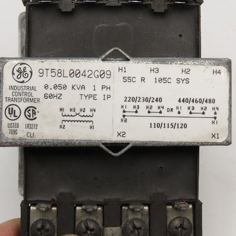 GE 9T58L0042G09 220-240/480V Pri 0.050kVa 110/120V Sec 1Ph Transformer