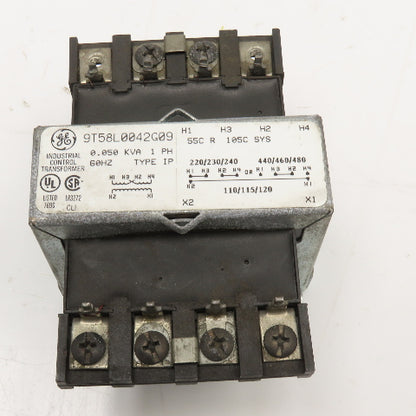 GE 9T58L0042G09 220-240/480V Pri 0.050kVa 110/120V Sec 1Ph Transformer