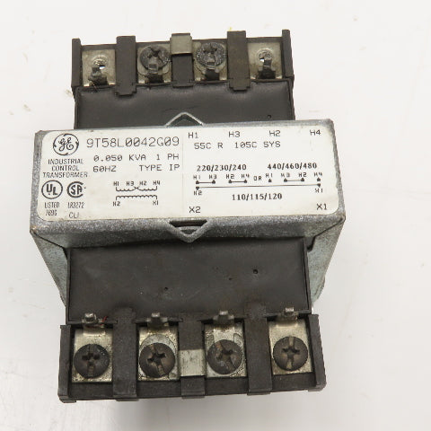 GE 9T58L0042G09 220-240/480V Pri 0.050kVa 110/120V Sec 1Ph Transformer