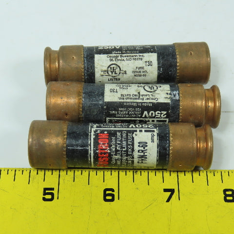 Bussman FRN-R-100 FRN-R-60 Fusetron 60A & 100A Time Delay Fuses 250VAC Lot Of 7