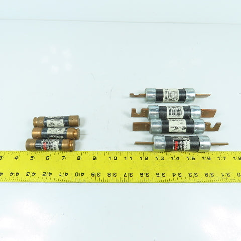 Bussman FRN-R-100 FRN-R-60 Fusetron 60A & 100A Time Delay Fuses 250VAC Lot Of 7