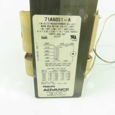 Philips Advance 71A6051-A Ballast Transformer 120/208/240/277/480V