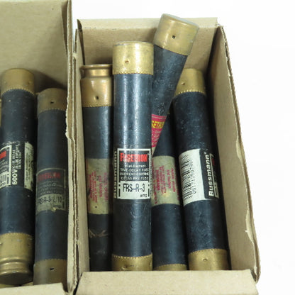 Bussman FRS-R-30, 3-2/10, 9, 6, Fusetron Misc Time Delay Fuses 600VAC Lot Of 31