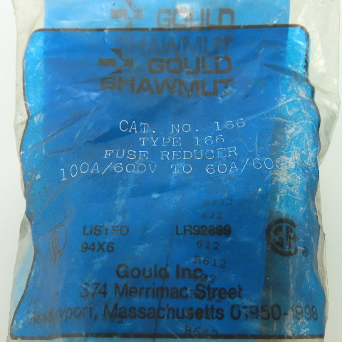 Gould Shawmut Type 166 Fuse Reducer 100A/600V To 60A/600V NEW Lot Of 2