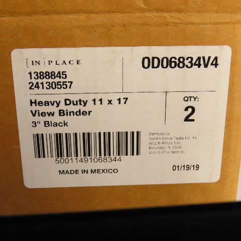 [IN] Place 1388845 24130557 heavy Duty 11" x 17" View Binder 3" Black Lot Of 2