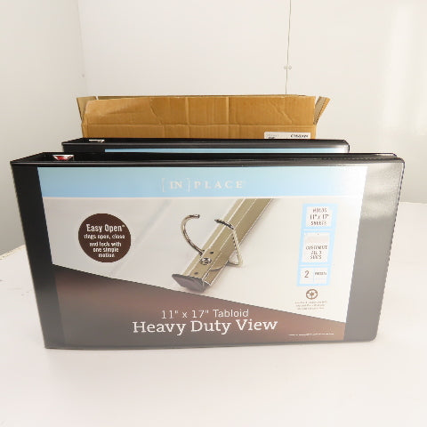 [IN] Place 1388845 24130557 heavy Duty 11" x 17" View Binder 3" Black Lot Of 2